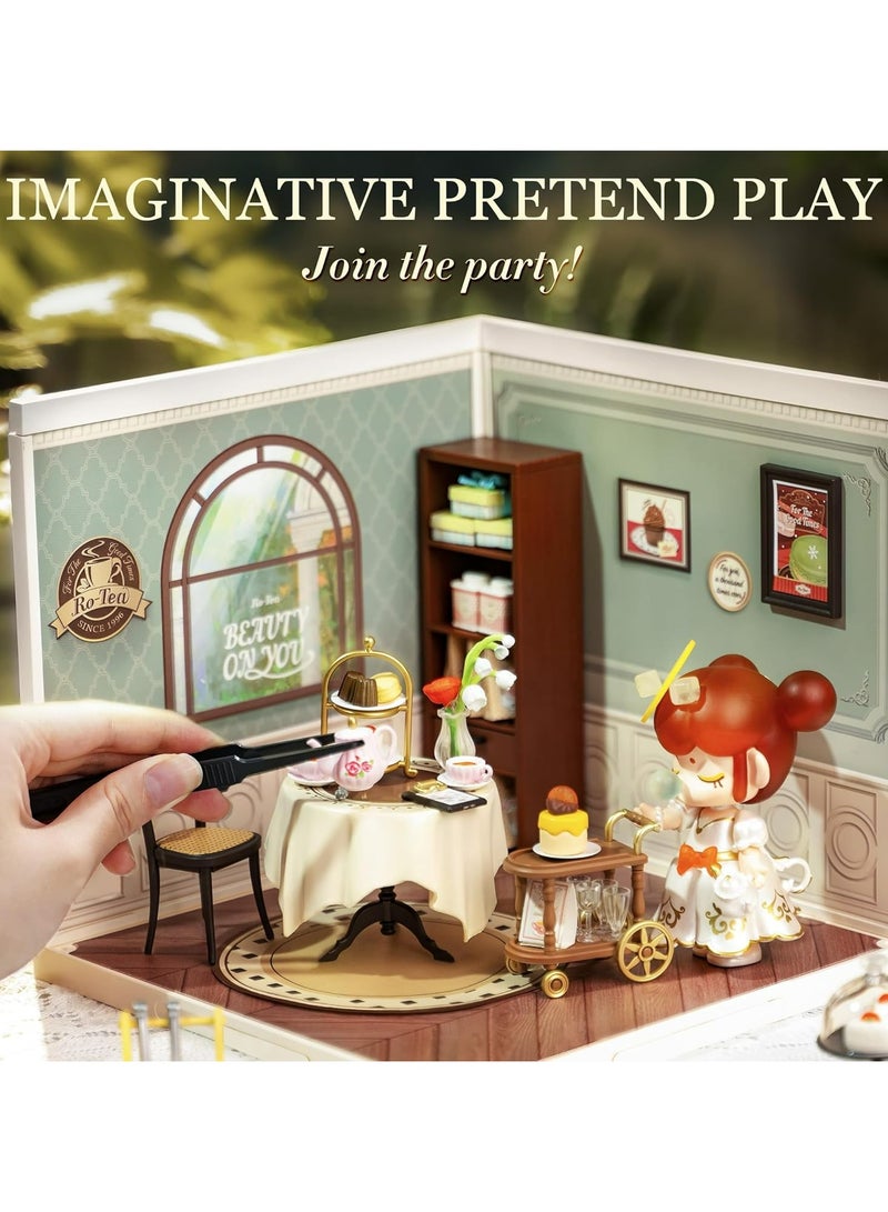 Robotime Rolife Sweet Sips Tea DW011 DIY Plastic Miniature Dollhouse with Realistic Design, Decorative DIY Crafts/Birthday Gifts/Home Decor, Ideal Gift for Girls & Boys, Teens & Adults - Image 2