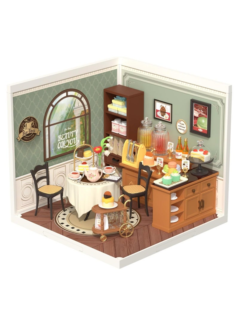 Robotime Rolife Sweet Sips Tea DW011 DIY Plastic Miniature Dollhouse with Realistic Design, Decorative DIY Crafts/Birthday Gifts/Home Decor, Ideal Gift for Girls & Boys, Teens & Adults - Image 1