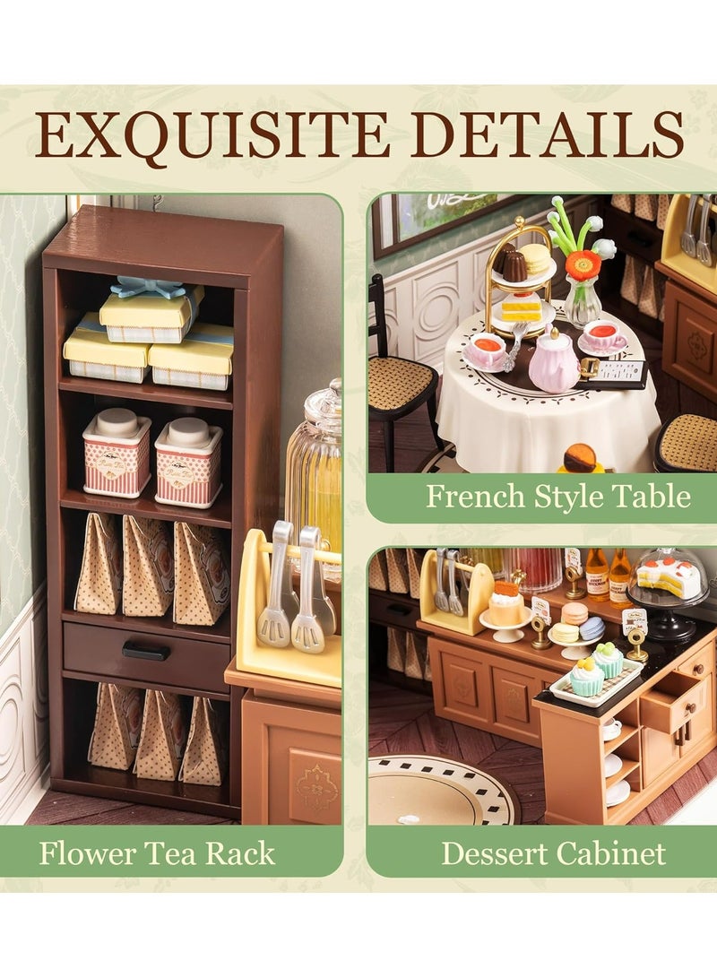 Robotime Rolife Sweet Sips Tea DW011 DIY Plastic Miniature Dollhouse with Realistic Design, Decorative DIY Crafts/Birthday Gifts/Home Decor, Ideal Gift for Girls & Boys, Teens & Adults - Image 3