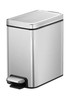 EKO STELLA SLIM SERIES | Brushed Stainless Steel Finish | Soft-Closing | Fingerprint-Resistant | Slim Premium Pedal Trash Bin | Versatile For Tight Spaces & Narrow Corners | 10 Liters  - Image 1