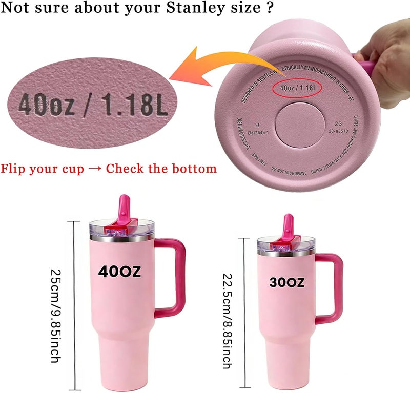 انتاند عبوة مزدوجة من غطاء بديل لـ Stanley بحجم 40 أونصة فقط لملحقات كأس Stanley Quencher H2.0 و ProTour، فوهة قابلة للفصل، غطاء شفاط قابل للطي مانع للتسرب، مقاوم للحرارة، مانع للانسكاب (أسود، أسود) - Image 3
