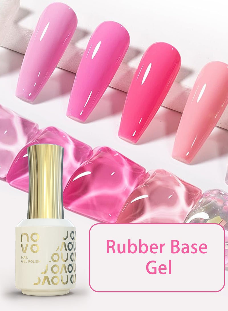 Novo Rubber Base Gel, 2 in 1 Gel Nail Polish Soak Off UV LED Nail Lamp, Nail Art Design for Women 12ml NB1# Nude Beige - Image 3
