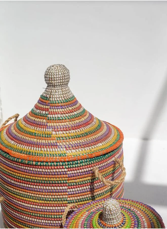 HOMEKODE Handmade Circular Multi-Color Classic Basket