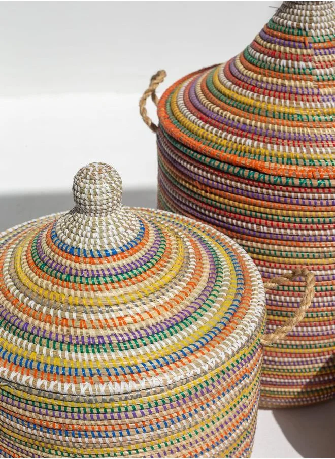 HOMEKODE Handmade Circular Multi-Color Classic Basket