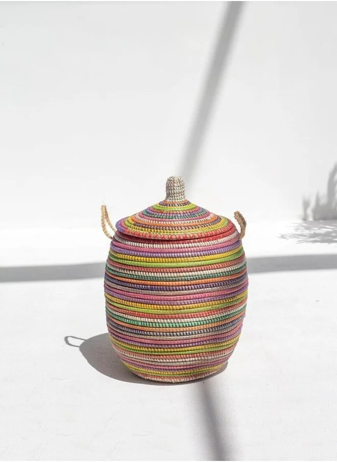 HOMEKODE Handmade Circular Multi-Color Classic Basket