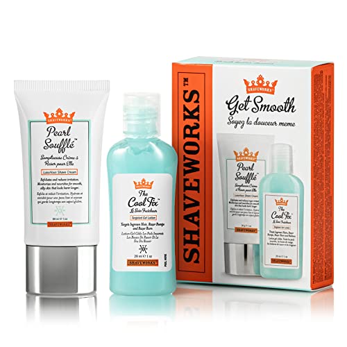 Shaveworks Get Smooth Duo, Post Waxing and Shaving Solution for Ingrown Hair, Razor Bumps and Razor Burns, The Cool Fix, 1 Fl Oz. and The Pearl SoufflÃ© Shave Cream, 1 Fl Oz. - Image 1