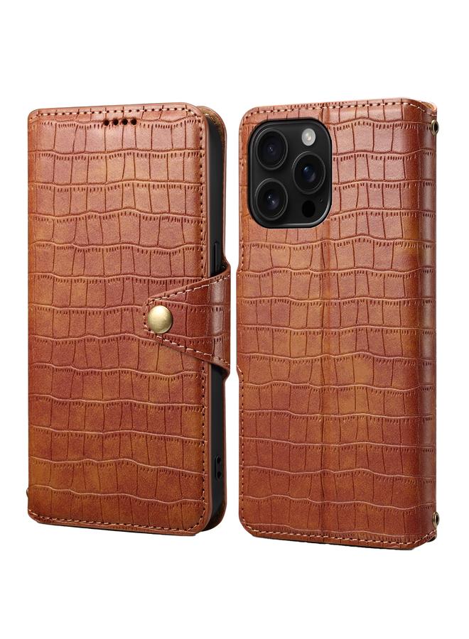 The Bros Case For iPhone 16 Pro Max Crocodile Texture Oil Edge Leather Phone Case