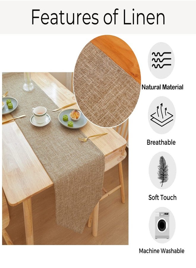 Jeloris Burlap Farmhouse Cotton Linen Table Runner, Rustic Woven Solid Color Table Runner for Dining, Kitchen, Holiday, Halloween, Christmas, Party (12x70 inch, Khaki) - Image 2