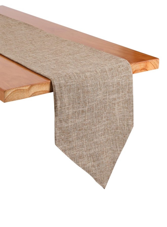 Jeloris Burlap Farmhouse Cotton Linen Table Runner, Rustic Woven Solid Color Table Runner for Dining, Kitchen, Holiday, Halloween, Christmas, Party (12x70 inch, Khaki) - Image 1
