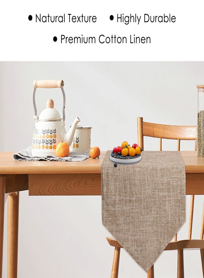 Jeloris Burlap Farmhouse Cotton Linen Table Runner, Rustic Woven Solid Color Table Runner for Dining, Kitchen, Holiday, Halloween, Christmas, Party (12x70 inch, Khaki) - Image 5