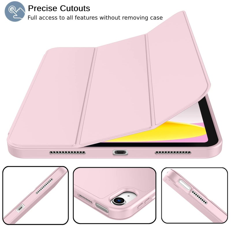 iMieet حافظة iMieet لجهاز iPad الجيل العاشر 2022 بحجم 10.9 بوصة مع حامل قلم، حافظة ذكية قابلة للطي مع ظهر TPU ناعم، ميزة الاستيقاظ/النوم التلقائي (وردي) - Image 4