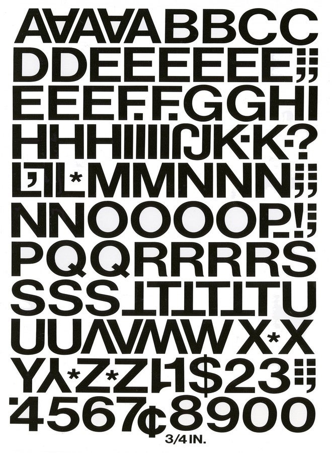 Chartpak Self-Adhesive Vinyl Capital Letters and Numbers, 3/4 Inches High, Black, 94 per Pack (01020) - Image 2