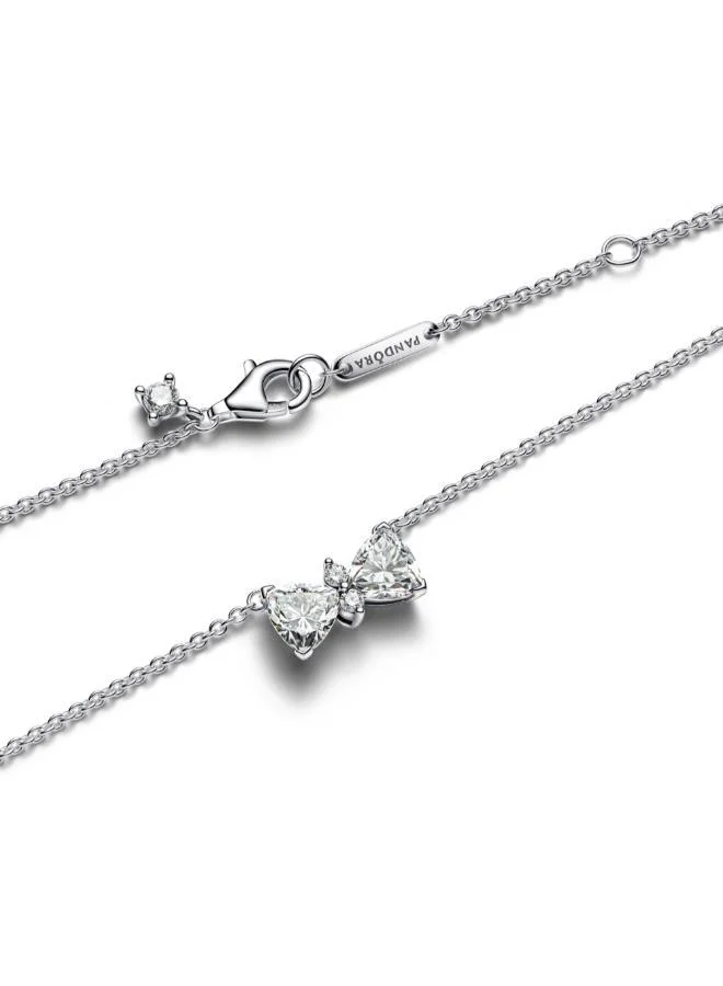 Pandora  Bow sterling silver collier with clear cubic zirconia for Women | Best Price UAE