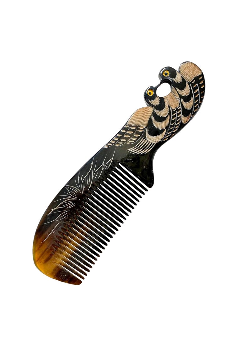 Handmade Symbol of Love Peace and Happiness Natural Buffalo Horn Comb Bone Comb Ox Horn Comb Anti Static Buffalo Horn Comb Bone Combs for Hair Horn Combs for Women Pigeon 