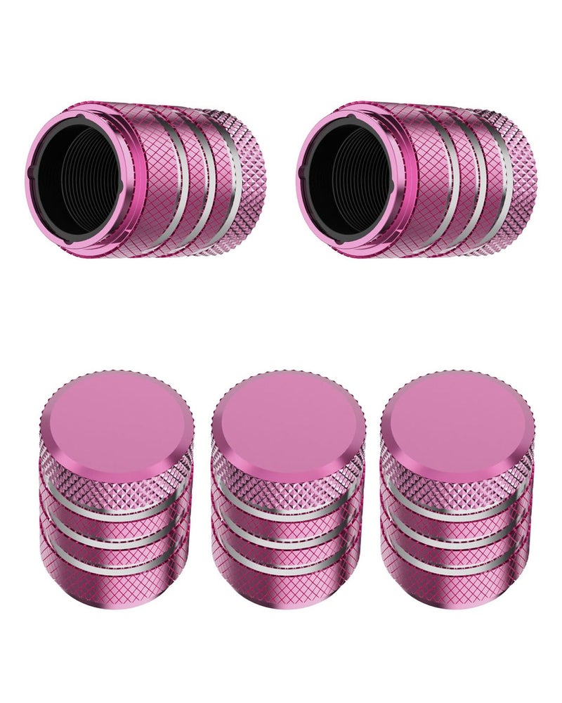 Tire Valve Stem Cap Cover  5 Pack Tire Air Caps Metal with Plastic Liner Corrosion Resistant LeakProof for Car Truck Motorcycle SUV and Bike Pink