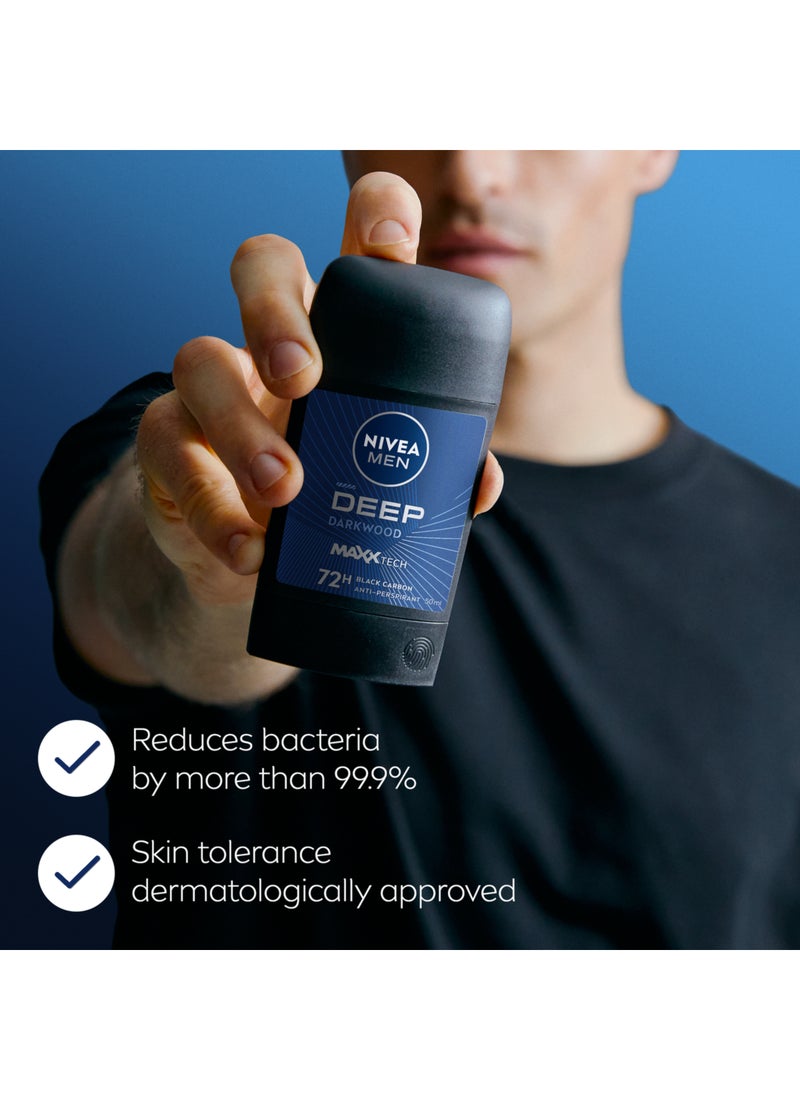 Nivea Men Deep Extreme Maxxtech 72H Black Carbon Antiperspirant Stick 50ml - Image 3