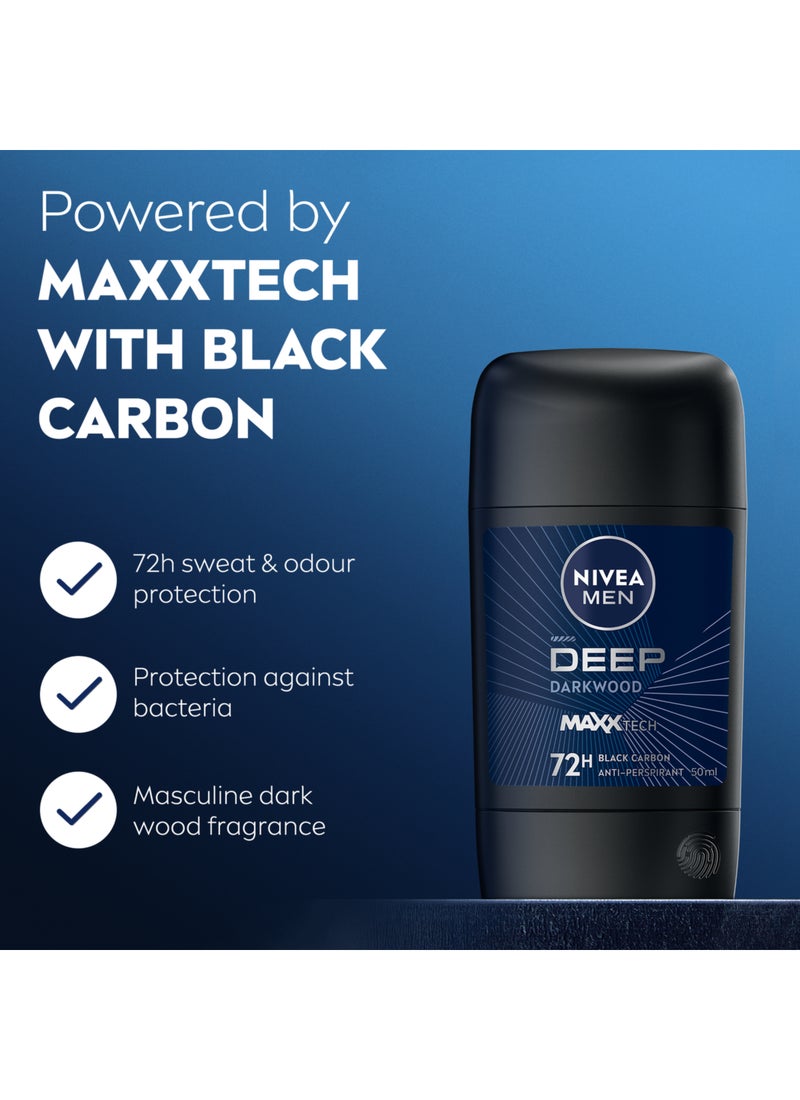 Nivea Men Deep Extreme Maxxtech 72H Black Carbon Antiperspirant Stick 50ml - Image 2