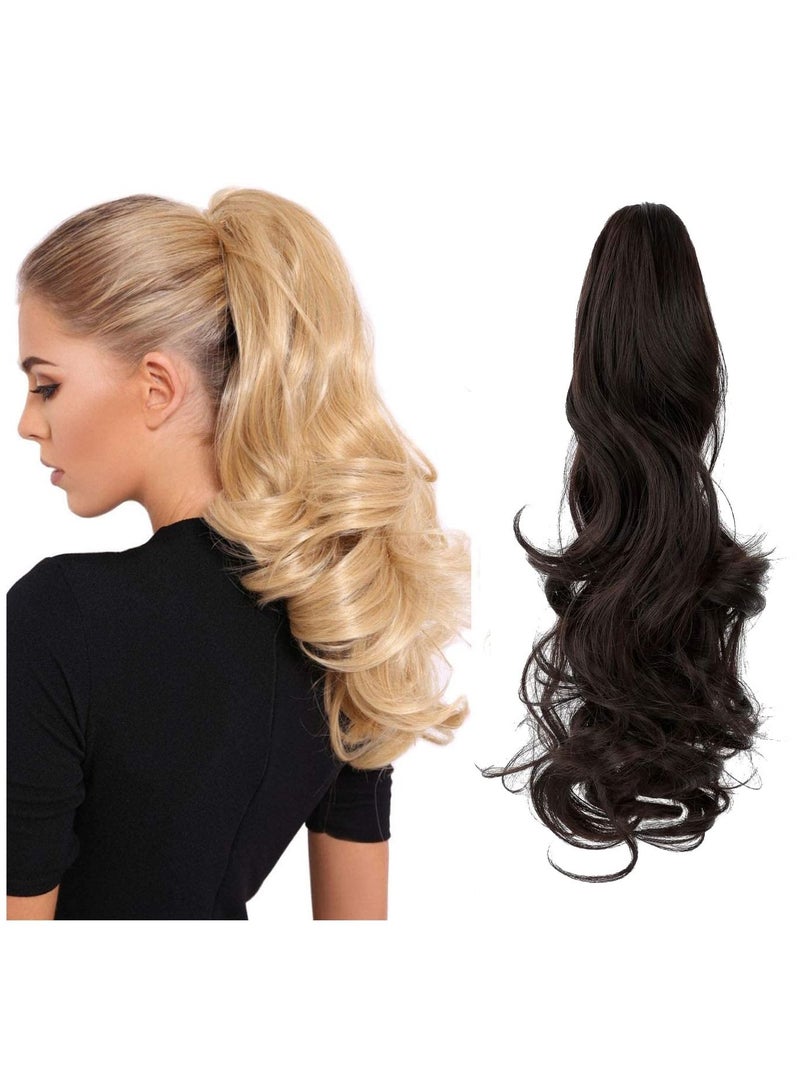 Estelle Clip in Ponytail Extension Claw Curly Wavy Clip in Hair Extensions Long Synthetic Clip in Ponytail for Women (Dark Brown-Curly) - Image 1