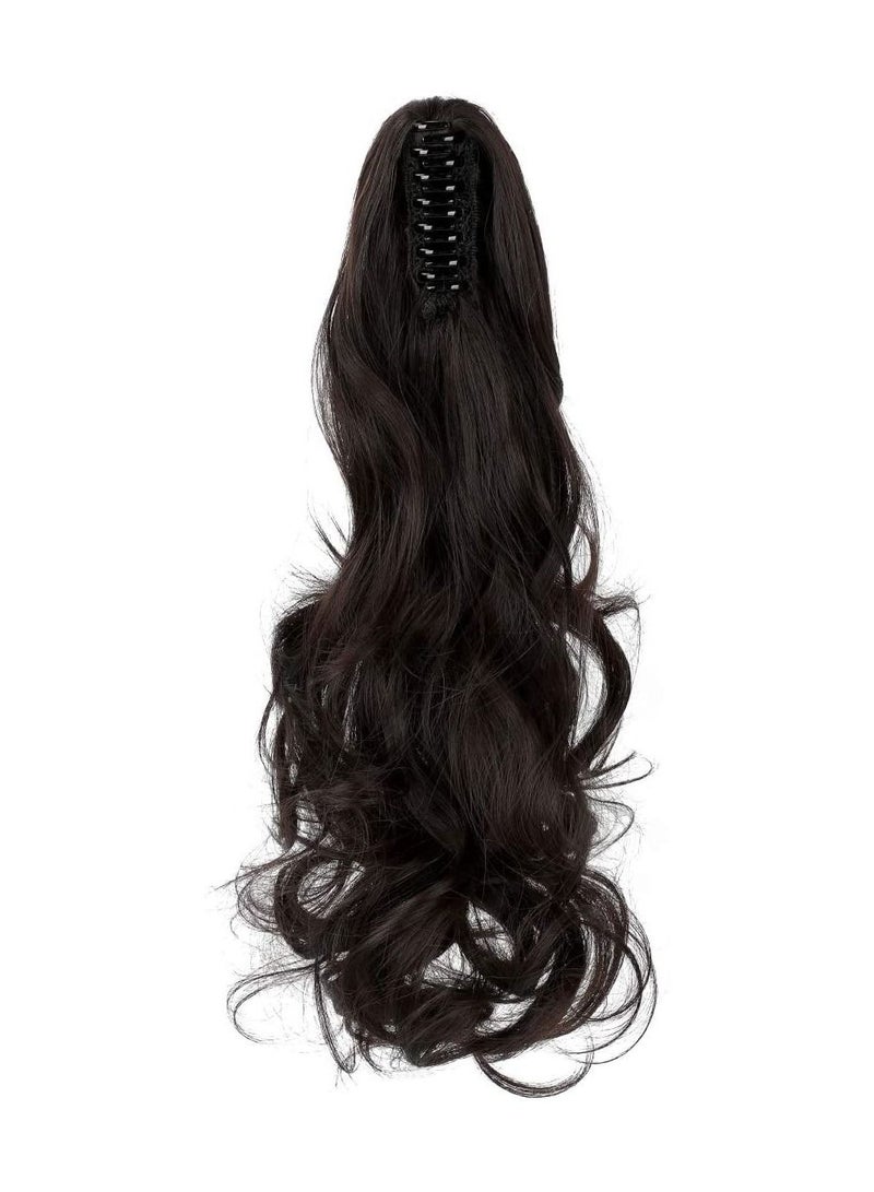 Estelle Clip in Ponytail Extension Claw Curly Wavy Clip in Hair Extensions Long Synthetic Clip in Ponytail for Women (Dark Brown-Curly) - Image 3