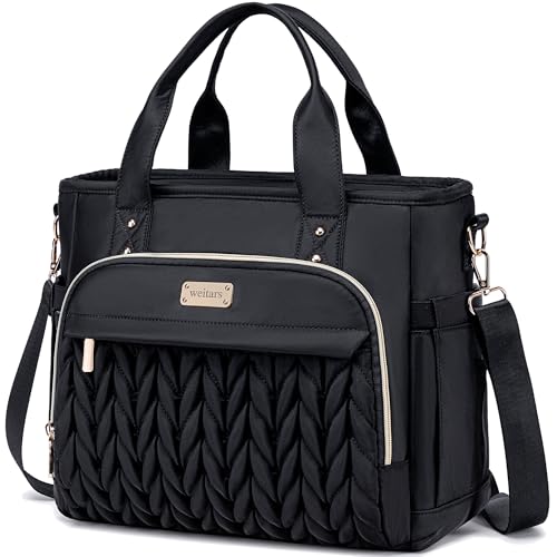Weitars Insulated Lunch Bag for Women,Leak Proof Lunch Box for Work,Extra Large Lunch Tote Bag With Removable Shoulder Strap with Side Pockets,Reusable Lunch Bag For Picnic Hiking (Black-02) - Image 1