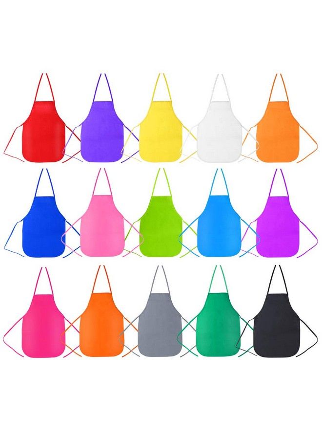 Caydo 15 Pieces Middle Size Kids Painting Apron For Ages 5 To 10 In Kitchen Classroom Community Event Crafts And Art Painting Activity 15 Colors - Image 2