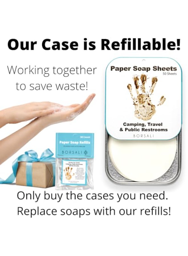 BORSALI Paper Soap Sheets for Traveling Portable Paper Hand Soap for Hiking Camping Public Restrooms Dissolvable Travel Backpacking Gear 50 sheets Case - Image 4