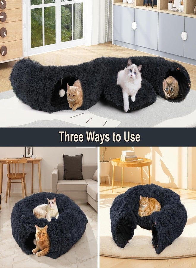 LifeIdeas Cute Donut Cat Tunnel, Large Foldable Fluffy Tunnel with Washable Pads and Toy Balls for Indoor Cats - Image 4