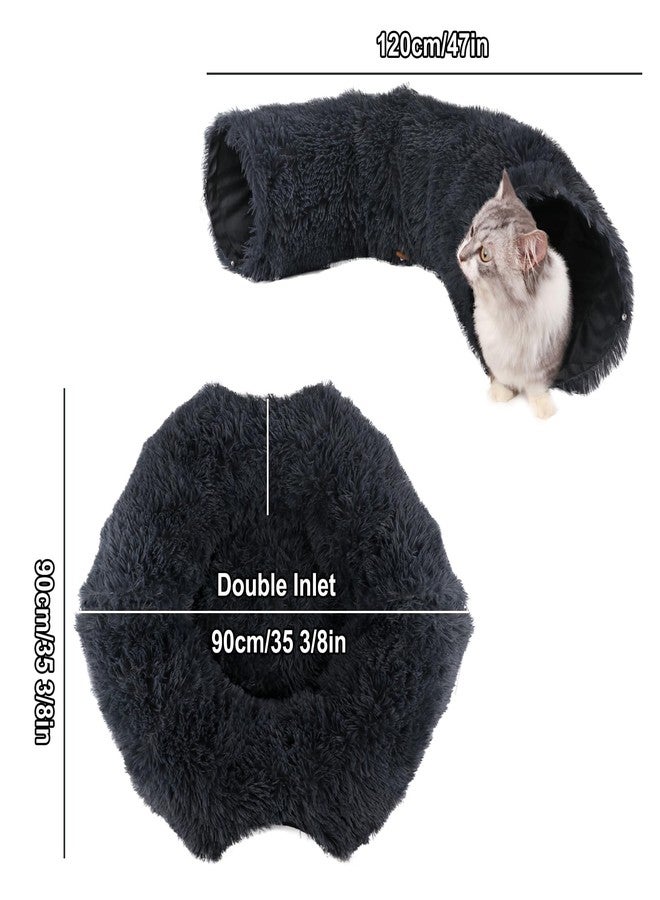 LifeIdeas Cute Donut Cat Tunnel, Large Foldable Fluffy Tunnel with Washable Pads and Toy Balls for Indoor Cats - Image 2