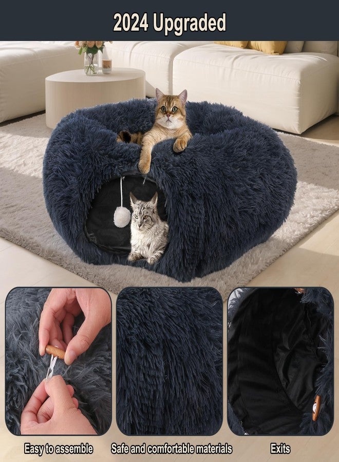LifeIdeas Cute Donut Cat Tunnel, Large Foldable Fluffy Tunnel with Washable Pads and Toy Balls for Indoor Cats - Image 5