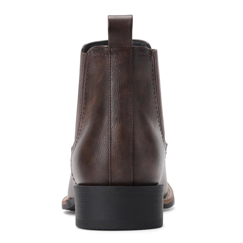 Choiran Western Ankle Cowboy Boots for Men - Mens Square Toe Chelsea Boots for Men Casual Retro Stylish Dark Brown - Image 5