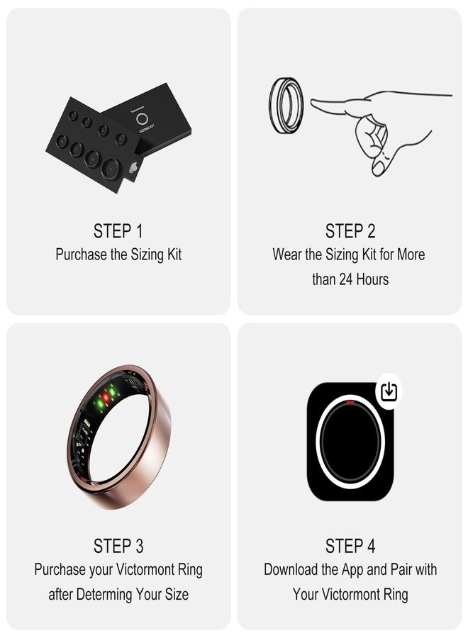 Victormont Smart Ring,Size First with Sizing Kit,No App Subscription;Tracks Activity,Sleep,Stress & Heart Rate - iOS/Android Compatible (Rose Gold, Size 7) - Image 2