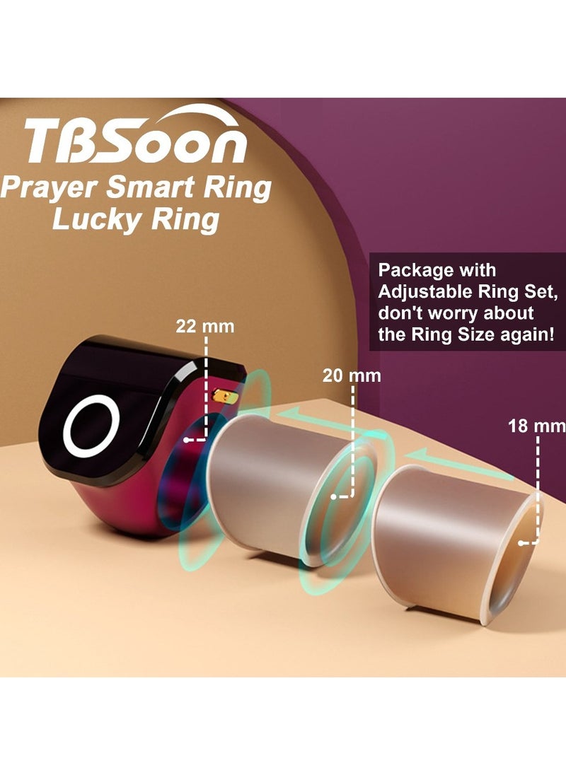 Large Screen Prayer Smart Ring, Lucky Ring, Smart Tasbih Beads Ring, Large Battery, Large OLED Display, with Prayer Counters, Fashionable, Cool, Perfect for Daily Wear and Gift Giving, Man and Women Samrt Ring, TBSoon iQIBLA Zikr Ring