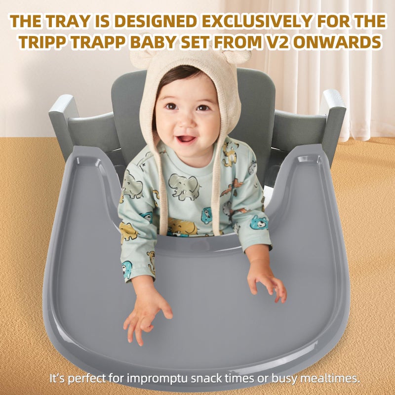 LuQiBabe Baby High Chair Tray Compatible with Stokke Tripp Trapp Chair with Smooth Surface and Strong Suction Power - Made with Food-Safe Plastic (BPA BPS BPF Lead and Phthalate Free) - Grey - Image 4