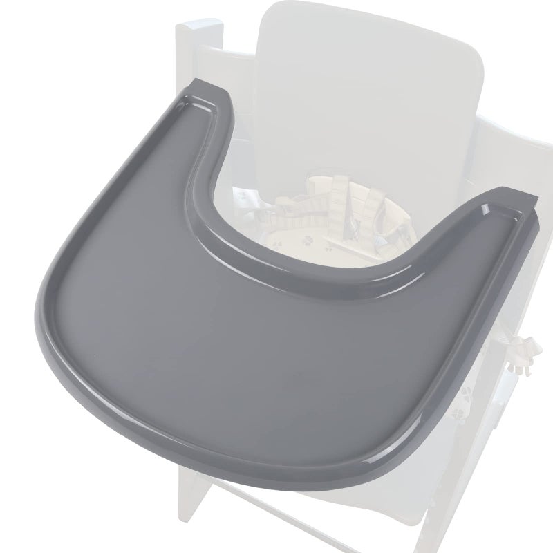 LuQiBabe Baby High Chair Tray Compatible with Stokke Tripp Trapp Chair with Smooth Surface and Strong Suction Power - Made with Food-Safe Plastic (BPA BPS BPF Lead and Phthalate Free) - Grey - Image 1