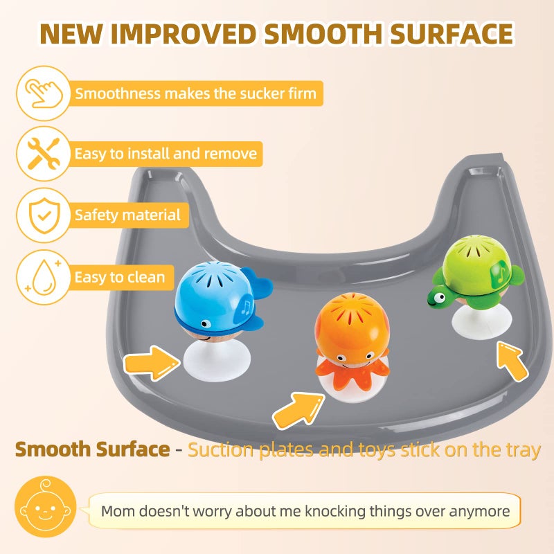 LuQiBabe Baby High Chair Tray Compatible with Stokke Tripp Trapp Chair with Smooth Surface and Strong Suction Power - Made with Food-Safe Plastic (BPA BPS BPF Lead and Phthalate Free) - Grey - Image 5