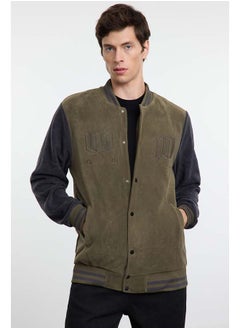 trendyol Khaki Slim Fit Color Block Detailed Fleece Winter Jacket Coat TMNAW25MO00047  - Image 1