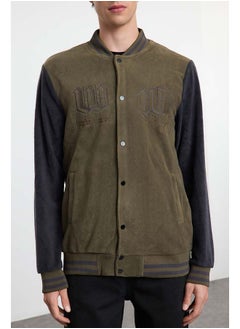 trendyol Khaki Slim Fit Color Block Detailed Fleece Winter Jacket Coat TMNAW25MO00047  - Image 3