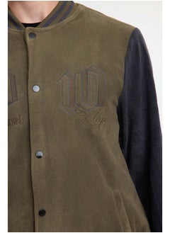 trendyol Khaki Slim Fit Color Block Detailed Fleece Winter Jacket Coat TMNAW25MO00047  - Image 4