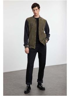 trendyol Khaki Slim Fit Color Block Detailed Fleece Winter Jacket Coat TMNAW25MO00047  - Image 2