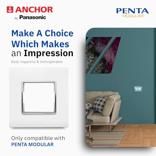 Anchor by Panasonic Penta Modular Gina 2 Module Plate with Chrome Collar for Switch Board, 10 Years on Site Warranty (White, 65802) - Image 3
