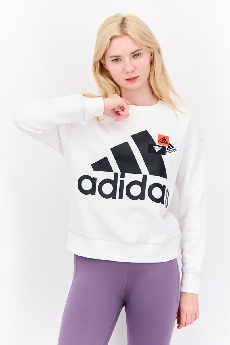 Adidas Women Sportswear Fit Long Sleeve Outdoor Sweatshirt, White  - Image 1
