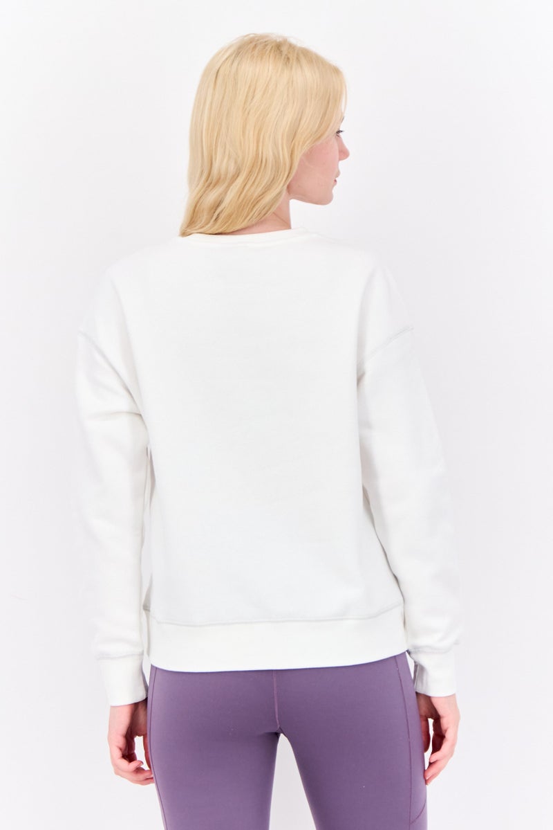 Adidas Women Sportswear Fit Long Sleeve Outdoor Sweatshirt, White  - Image 3