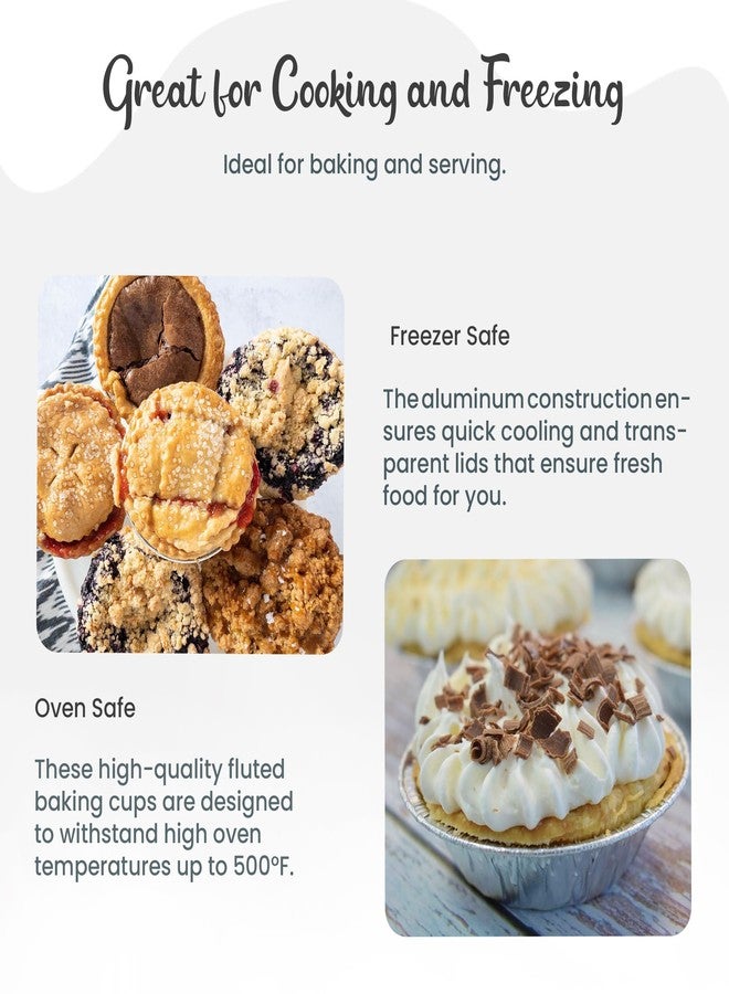 KitchenDance.com KitchenDance Disposable Aluminum Mini Tart Pans with Lid - 3 Inches Round Aluminum Foil Mini Pie Pan, Non-Stick Baking Pan Perfect for Baking, Storing, Preparing Food, #301P, Pack of 100 - Image 5