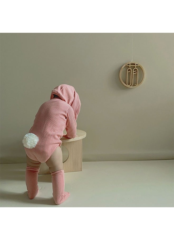Generic - Baby Onesie, Bunny Ears Long Sleeve Crawl Suit, Newborn Bodysuit, Cartoon Crawl Suit, 3 Piece Crawl Suit with Hat and Socks for Newborns with A Height of 66 cm (Pink) - Image 1
