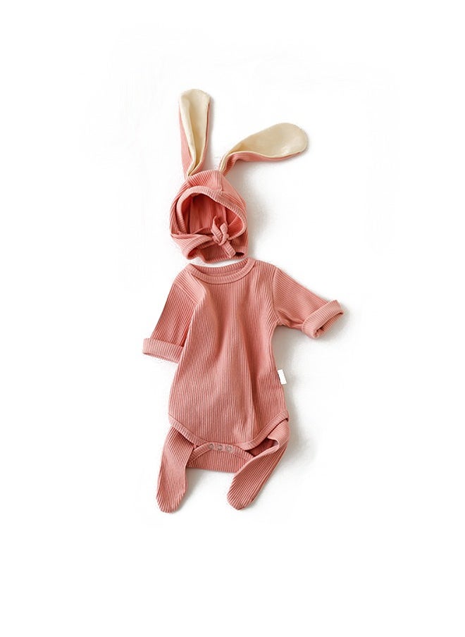 Generic - Baby Onesie, Bunny Ears Long Sleeve Crawl Suit, Newborn Bodysuit, Cartoon Crawl Suit, 3 Piece Crawl Suit with Hat and Socks for Newborns with A Height of 66 cm (Pink) - Image 1