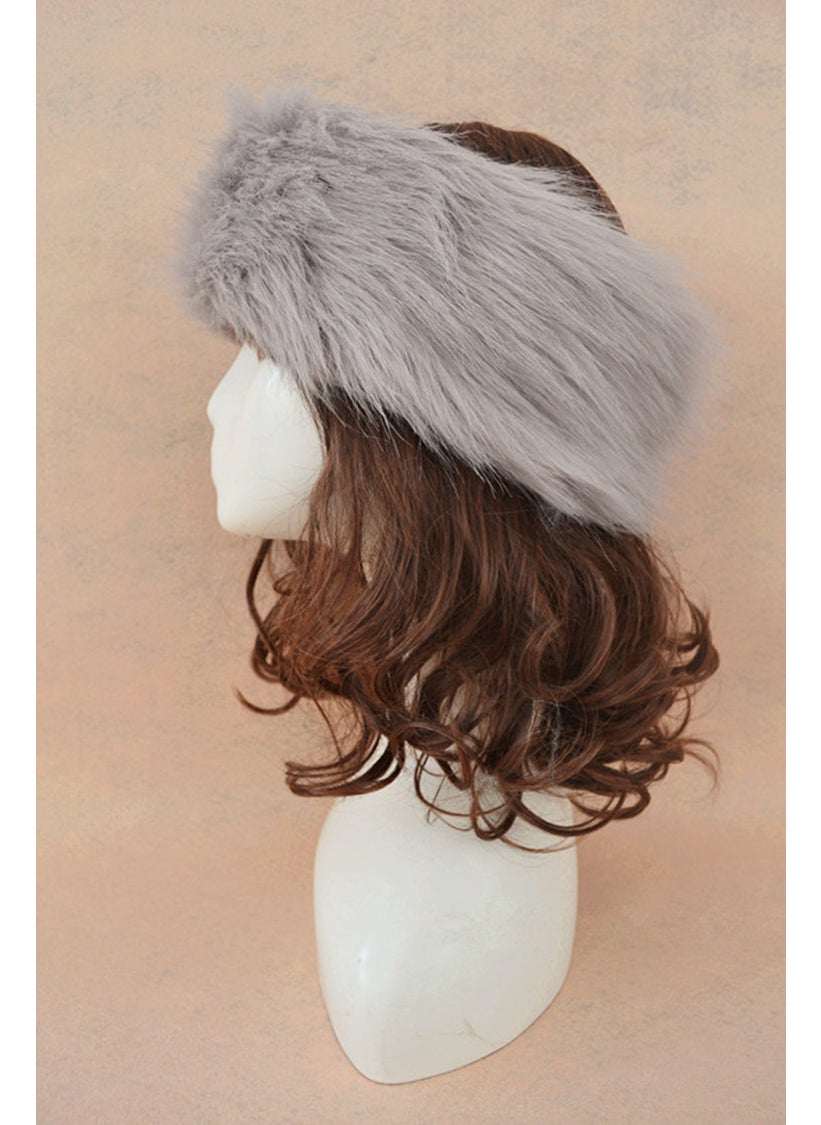Generic - Faux Fur Hat Band Fox-Style Headband Grey - Image 1