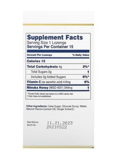 Manuka health Manuka Honey Lozenges Natural Ginger and Lemon MGO 400 15 Lozenges  - Image 2