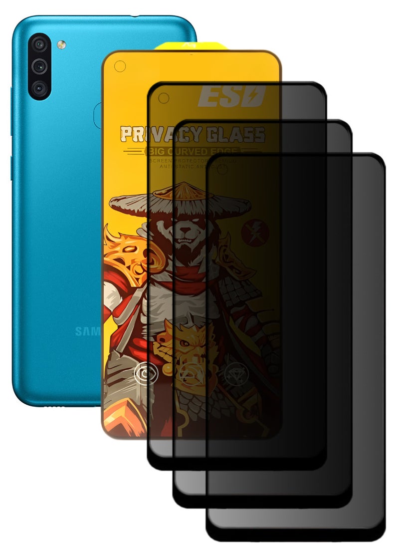 ESD 3 Pieces Tempered Dustproof Privacy Glass Screen Protector Compatible For Samsung Galaxy M11 - Image 1