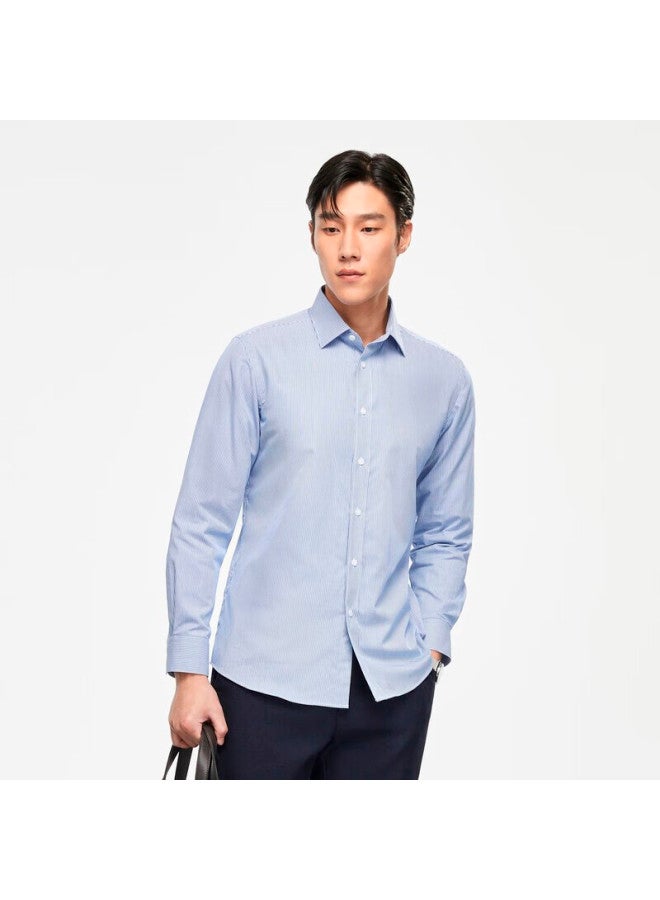 Youngor Men's Shirt Autumn And Winter Youth Men's Casual Formal Warm Long Sleeve Shirt Vlbn129830ffa Dark Blue 42 - Image 3