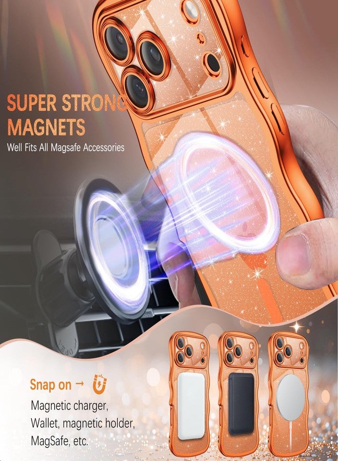بنتوبين جراب BENTOBEN شفاف لامع لهاتف iPhone 17 Pro Max 2025 [متوافق مع MagSafe] جراب هاتف أنيق بتصميم مجعد ومموج، مطلي، مانع للانزلاق، بظهر مغناطيسي صلب، مناسب للرجال والنساء، لهاتف iPhone 17 Pro Max مقاس 6.9 بوصة، لون برتقالي كوني - Image 2